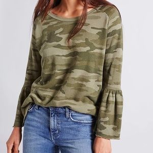NWT Current Elliott The Ruffle Sleeve in Camo